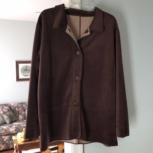 Reversible fleece jacket; XL; brown and camel